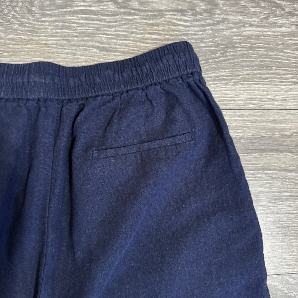 Zara Women Navy Blue Wide Leg‎ Drawstring Elastic Waist Loose Fit Pants Size S